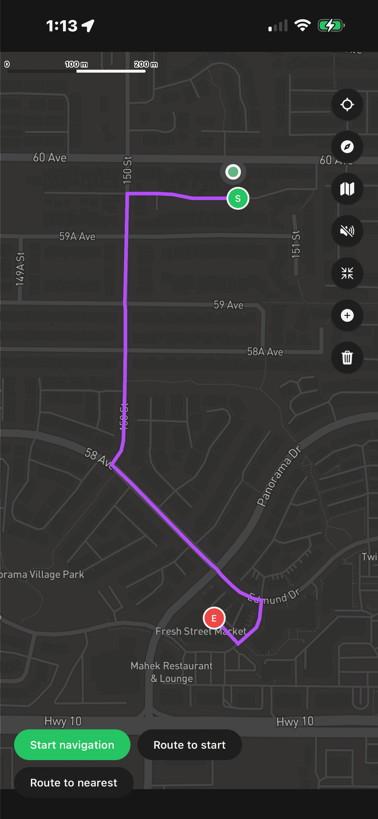 Route planner screen